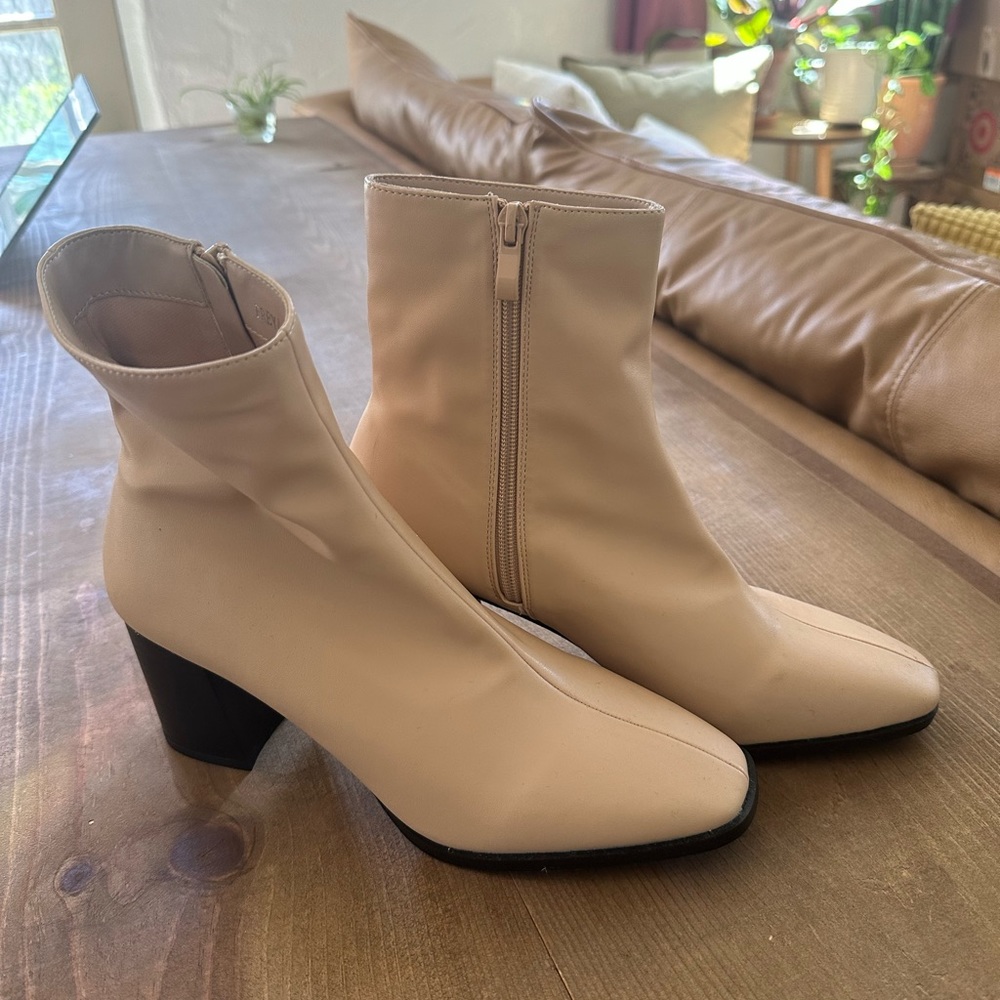 nude leather boots ankle